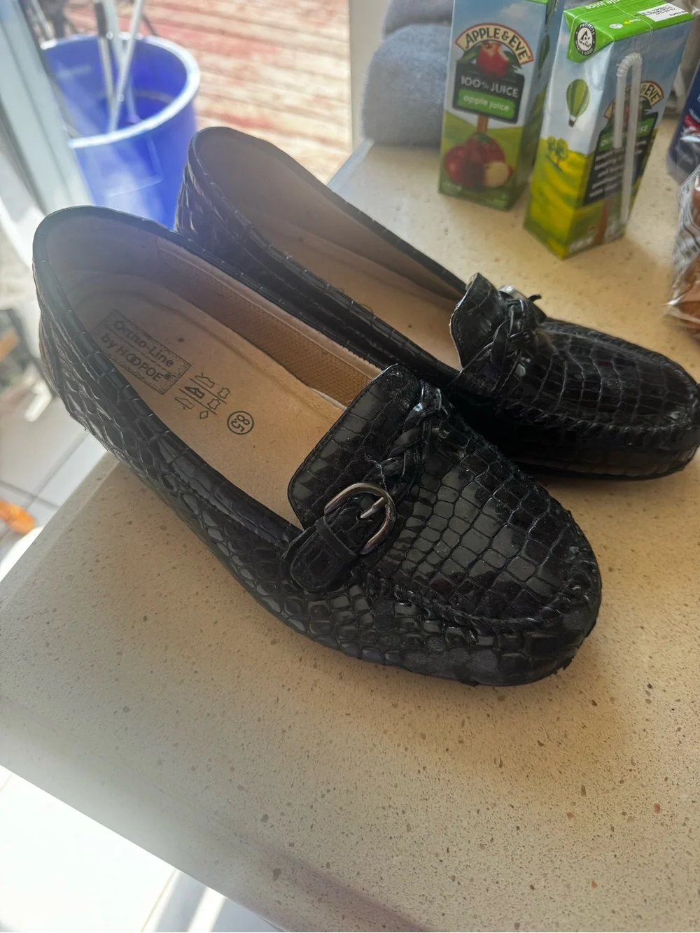 Black Croc-Embossed Leather Loafers